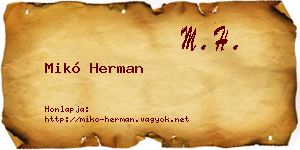 Mikó Herman névjegykártya